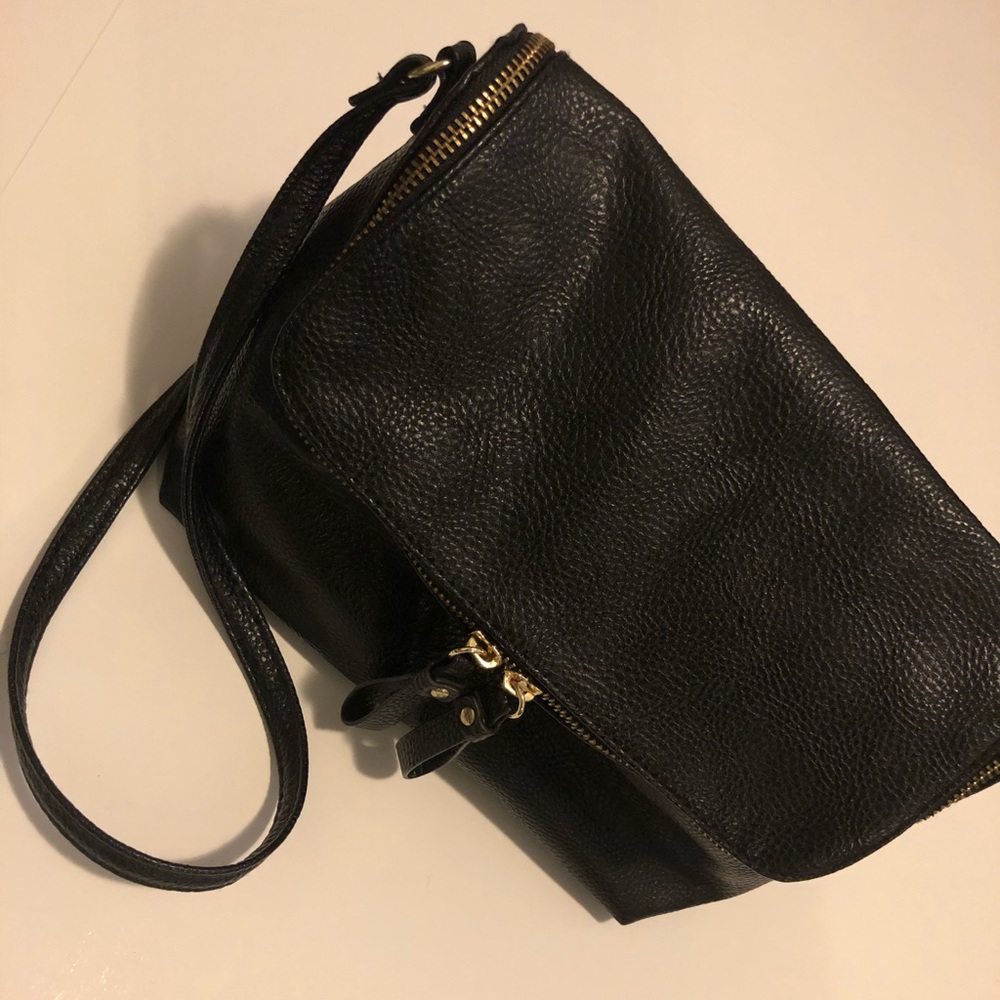Black faux leather purse